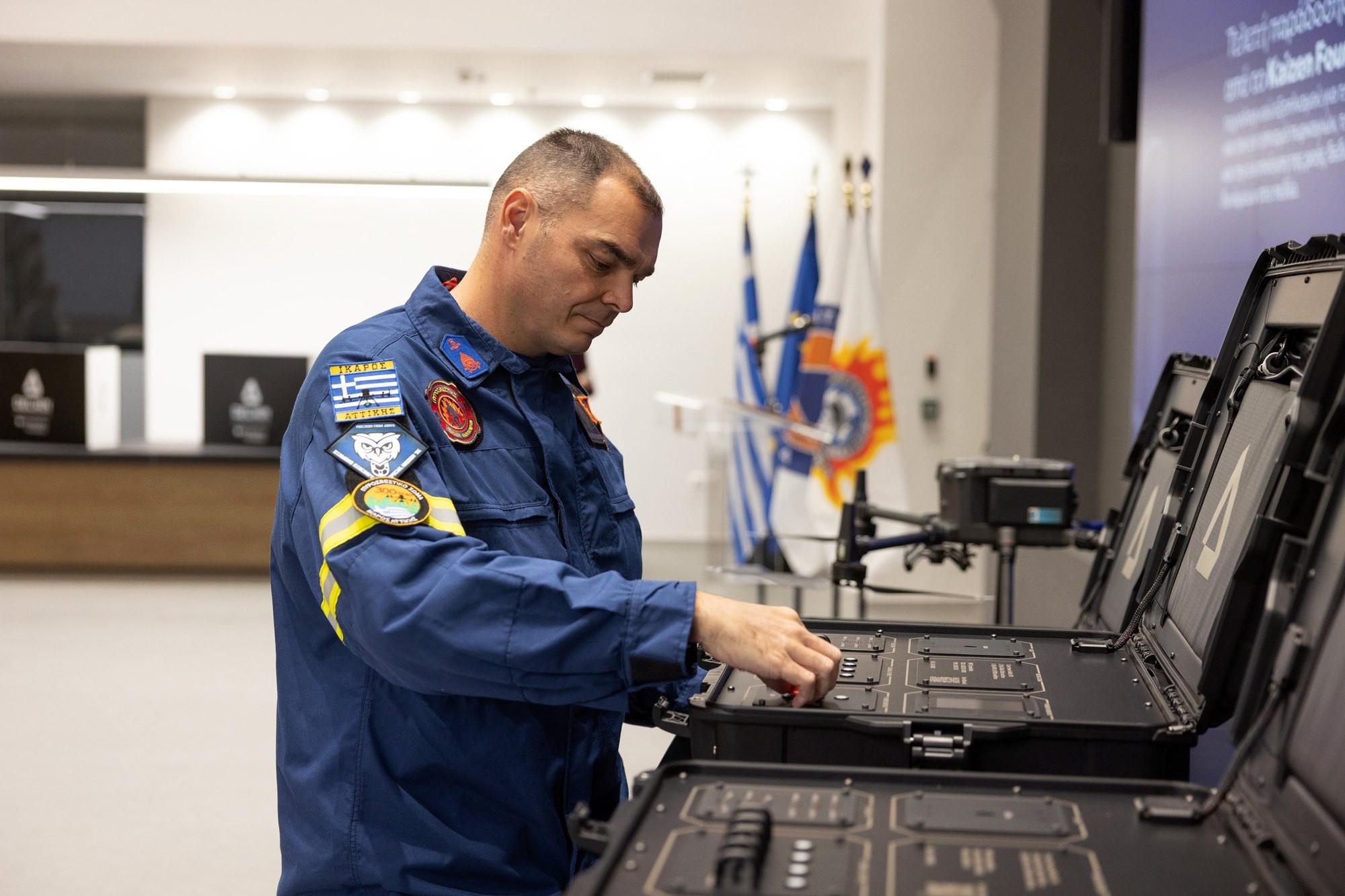 Hellenic Fire Service officer in uniform with insignia
